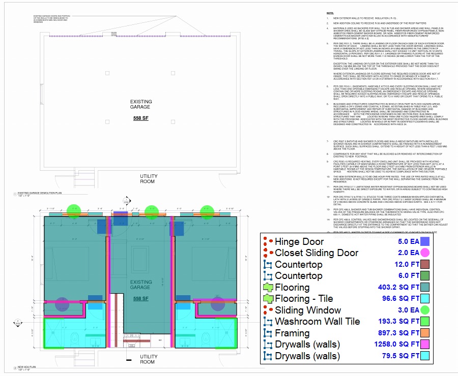 Detailed ADU Floor Plan Measurements